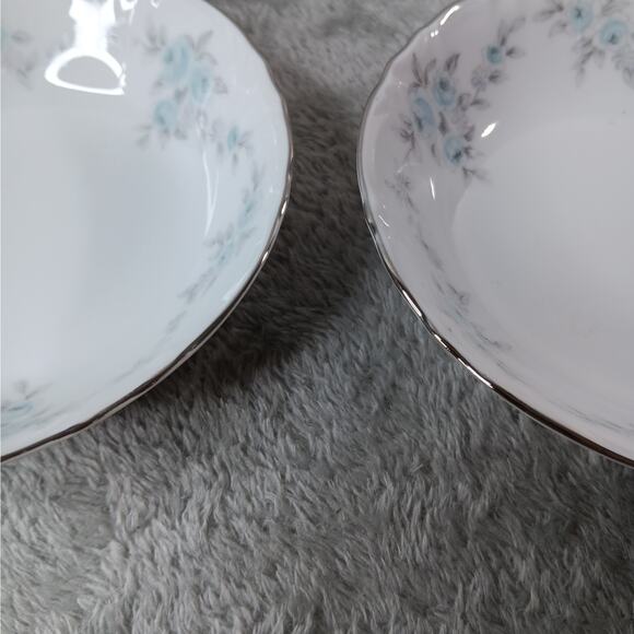 4 MIKASA Barbizon 5 1/2" Fruit Sauce Dessert Bowls Blue Flowers Gray Leaves - Picture 4 of 8